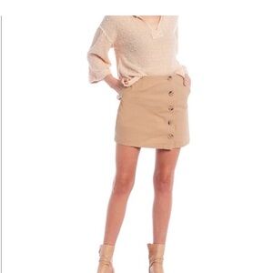 Blu Pepper Beige‎ Button-Front Mini Skirt NWTGS Size Large